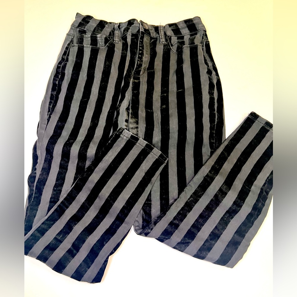 Velvet Striped Black Pants by Fashion Nova. Black on Black Beetlejuice Skinny